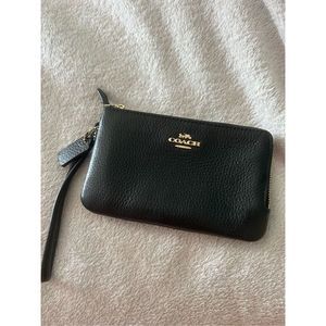 Coach black wristlet leather